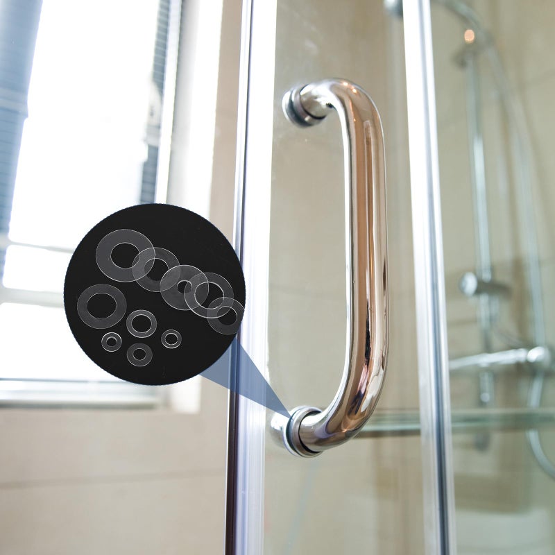 يو إكس سيل uxcell 150 قطعة M6 PVC غسالات مسطحة واضحة عادي غسالة 6 مم معرف 12 مم OD 0.3 مم فواصل مسطحة مستديرة سميكة للبراغي البراغي الزجاج مقبض باب الحمام الحمام - Image 5